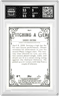 Shohei Ohtani from the 2022 Topps Allen & Ginter set graded by Arena Club and given an overall grade of 9.5.