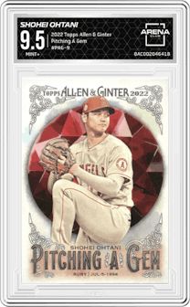 Shohei Ohtani from the 2022 Topps Allen & Ginter set graded by Arena Club and given an overall grade of 9.5.