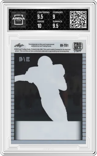 Tim Brown from the 2023 Leaf Pro Set Pure set featuring a Bronze Spectrum parallel graded by Arena Club and given an overall grade of 9.5.