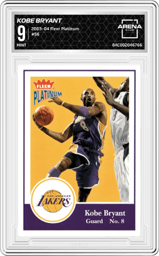 Kobe Bryant from the 2003-04 Fleer Platinum set graded by Arena Club and given an overall grade of 9.