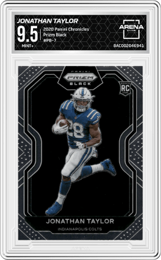 Jonathan Taylor from the 2020 Panini Chronicles set graded by Arena Club and given an overall grade of 9.5.