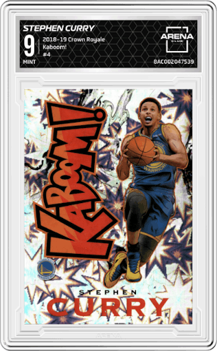 Stephen Curry from the 2018-19 Panini Crown Royale set graded by Arena Club and given an overall grade of 9.