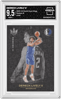 Dereck Lively II from the 2023-24 Panini Court Kings set graded by Arena Club and given an overall grade of 9.5.