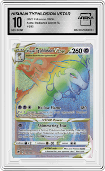 Hisuian Typhlosion VSTAR from the 2022 Pokemon SWSH set graded by Arena Club and given an overall grade of 10.