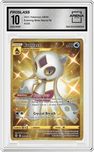 Froslass  from the 2021 Pokemon SWSH set graded by Arena Club and given an overall grade of 10.