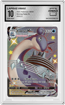 Lapras VMAX from the 2021 Pokemon SWSH set graded by Arena Club and given an overall grade of 10.