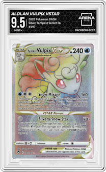 Alolan Vulpix VSTAR from the 2022 Pokemon SWSH set graded by Arena Club and given an overall grade of 9.5.