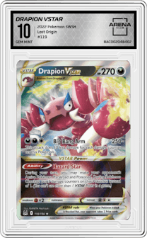 Drapion VSTAR from the 2022 Pokemon SWSH set graded by Arena Club and given an overall grade of 10.