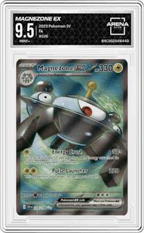 Magnezone EX from the 2023 Pokemon SV set graded by Arena Club and given an overall grade of 9.5.