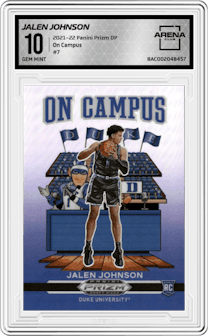 Jalen Johnson from the 2021-22 Panini Prizm Draft Picks set graded by Arena Club and given an overall grade of 10.