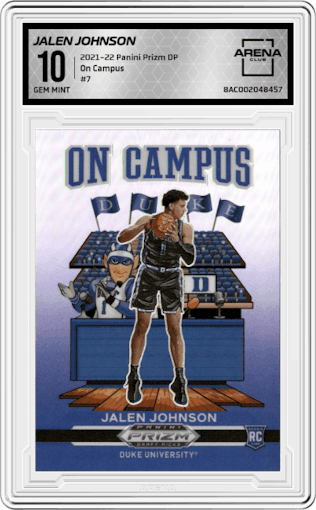 Jalen Johnson from the 2021-22 Panini Prizm Draft Picks set graded by Arena Club and given an overall grade of 10.