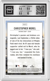 Christopher Morel from the 2023 Topps Series 2 set graded by Arena Club and given an overall grade of 10.