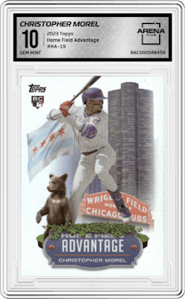 Christopher Morel from the 2023 Topps Series 2 set graded by Arena Club and given an overall grade of 10.