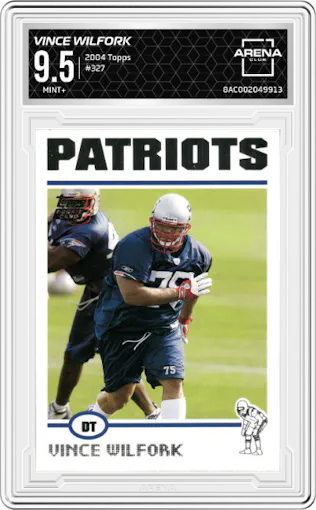 Vince Wilfork from the 2004 Topps set graded by Arena Club and given an overall grade of 9.5.