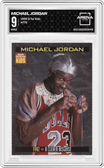Michael Jordan from the 1999 Sports Illustrated for Kids set graded by Arena Club and given an overall grade of 9.