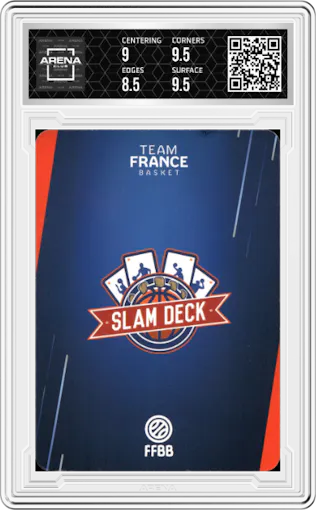 Victor Wembanyama from the 2023 Slam Deck Team France set graded by Arena Club and given an overall grade of 9.
