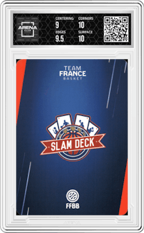Victor Wembanyama from the 2023 Slam Deck Team France set graded by Arena Club and given an overall grade of 9.5.