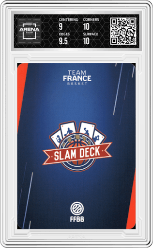 Victor Wembanyama from the 2023 Slam Deck Team France set graded by Arena Club and given an overall grade of 9.5.