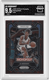 Ja Morant from the 2023-24 Panini Prizm Monopoly set featuring a Red Monopoly Symbols Prizm parallel graded by Arena Club and given an overall grade of 9.5.
