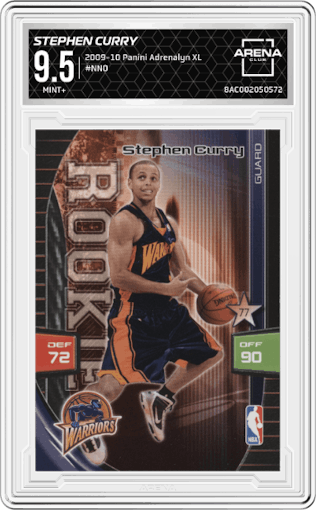 Stephen Curry from the 2009-10 Panini Adrenalyn XL set graded by Arena Club and given an overall grade of 9.5.
