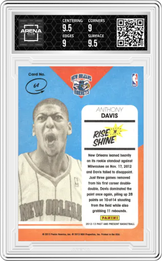 Anthony Davis from the 2012-13 Panini Past & Present set graded by Arena Club and given an overall grade of 9.5.