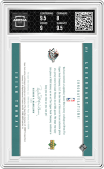 Isiah Thomas from the 1999-00 Upper Deck Legends set graded by Arena Club and given an overall grade of 8.5.