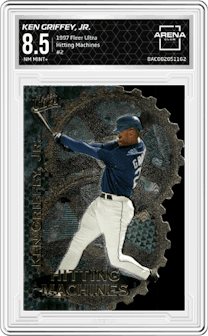 Ken Griffey, Jr. from the 1997 Fleer Ultra set graded by Arena Club and given an overall grade of 8.5.
