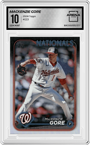 MacKenzie Gore from the 2024 Topps  set graded by Arena Club and given an overall grade of 10.