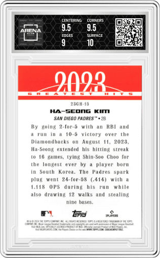Ha-Seong Kim from the 2024 Topps  set graded by Arena Club and given an overall grade of 9.5.