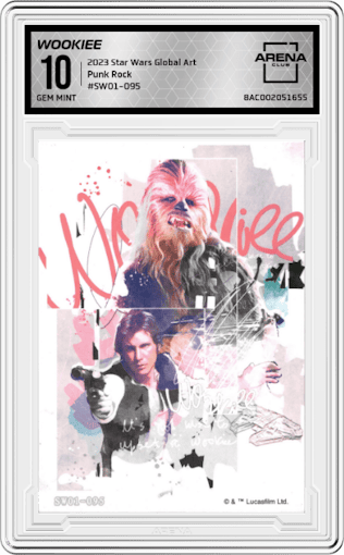 Wookiee from the 2023 Card.Fun Star Wars Global Art Series set featuring a Punk Rock parallel graded by Arena Club and given an overall grade of 10.