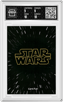 Obi-Wan Kenobi from the 2023 Card.Fun Star Wars Global Art Series set featuring a Character Painting parallel graded by Arena Club and given an overall grade of 9.5.