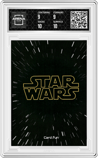 Obi-Wan Kenobi from the 2023 Card.Fun Star Wars Global Art Series set featuring a Character Painting parallel graded by Arena Club and given an overall grade of 9.5.