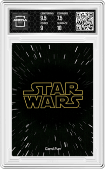 Han Solo from the 2023 Card.Fun Star Wars Global Art Series set featuring a Character Painting parallel graded by Arena Club and given an overall grade of 8.