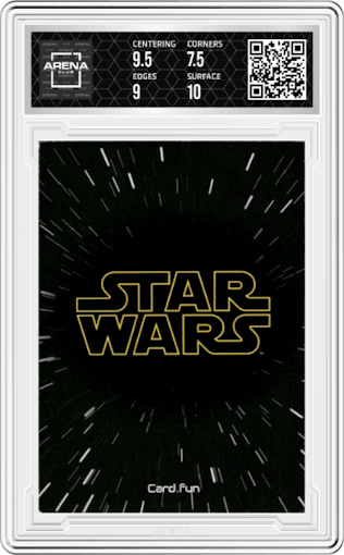 Han Solo from the 2023 Card.Fun Star Wars Global Art Series set featuring a Character Painting parallel graded by Arena Club and given an overall grade of 8.