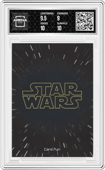 Luke Skywalker from the 2023 Card.Fun Star Wars Global Art Series set featuring a Character Painting parallel graded by Arena Club and given an overall grade of 9.5.