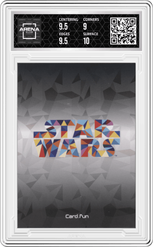 C-3PO from the 2023 Card.Fun Star Wars Global Art Series set featuring a Color Mosaic parallel graded by Arena Club and given an overall grade of 9.5.