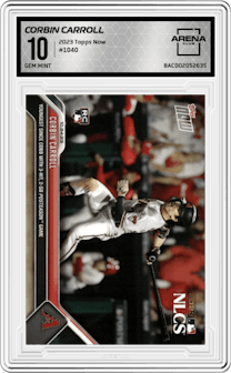 Corbin Carroll from the 2023 Topps Now set graded by Arena Club and given an overall grade of 10.