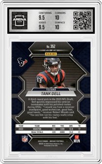 Tank Dell from the 2023 Panini Mosaic set featuring a Mosaic parallel graded by Arena Club and given an overall grade of 10.