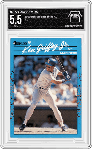 Ken Griffey Jr.  from the 1990 Donruss Best of the American League set graded by Arena Club and given an overall grade of 5.5.