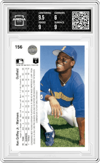 Ken Griffey Jr. from the 1990 Upper Deck set featuring a Variation parallel graded by Arena Club and given an overall grade of 6.5.