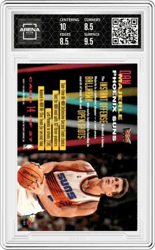 Dan Majerle from the 1993-94 Topps Stadium Club set featuring a Members Only parallel graded by Arena Club and given an overall grade of 9.