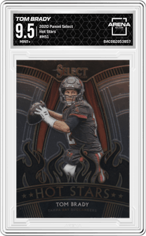 Tom Brady from the 2020 Panini Select set graded by Arena Club and given an overall grade of 9.5.