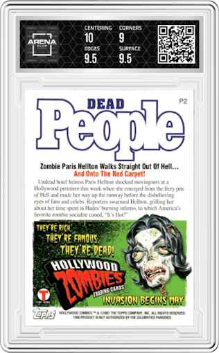 Paris Hellton from the  2007 Topps Hollywood Zombies set graded by Arena Club and given an overall grade of 9.5.