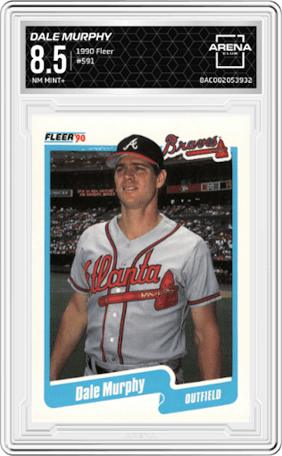 Dale Murphy from the 1990 Fleer  set graded by Arena Club and given an overall grade of 8.5.