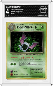 Dark Golbat from the 1997 Pokemon JPN set graded by Arena Club and given an overall grade of 4.