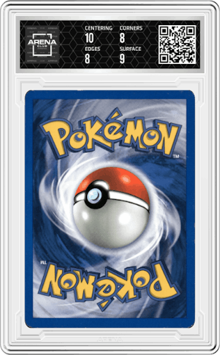 Steelix from the 2000 Pokemon Neo Genesis set graded by Arena Club and given an overall grade of 8.5.