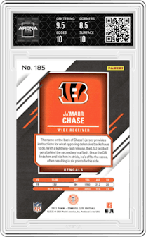 Ja'Marr Chase from the 2021 Panini Donruss Elite set graded by Arena Club and given an overall grade of 9.