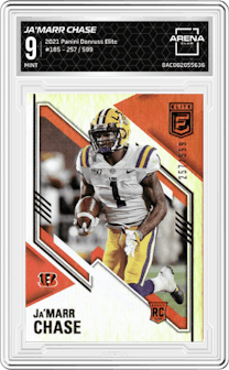 Ja'Marr Chase from the 2021 Panini Donruss Elite set graded by Arena Club and given an overall grade of 9.