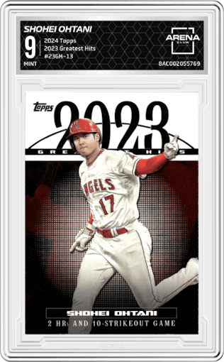 Shohei Ohtani from the 2024 Topps  set graded by Arena Club and given an overall grade of 9.