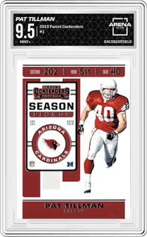 Pat Tillman from the 2019 Panini Contenders set graded by Arena Club and given an overall grade of 9.5.
